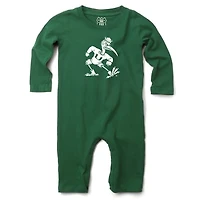 Infant Wes & Willy  Green Miami Hurricanes Long Sleeve Romper
