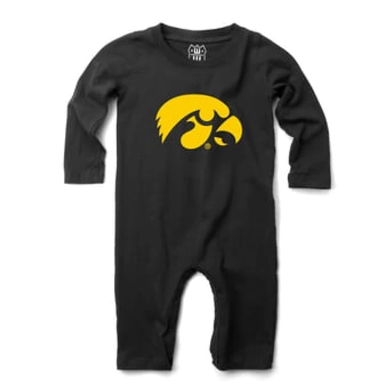 Infant Wes & Willy Black Iowa Hawkeyes Long Sleeve Romper