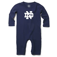 Infant Wes & Willy  Navy Notre Dame Fighting Irish Long Sleeve Romper