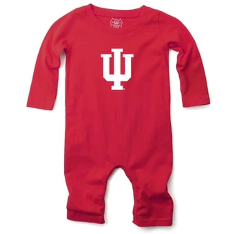 Infant Wes & Willy Crimson Indiana Hoosiers Long Sleeve Romper