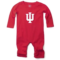 Infant Wes & Willy  Crimson Indiana Hoosiers Long Sleeve Romper