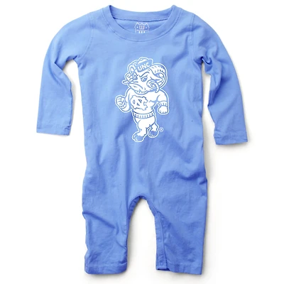 Infant Wes & Willy  Carolina Blue North Carolina Tar Heels Long Sleeve Romper