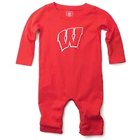 Infant Wes & Willy  Red Wisconsin Badgers Long Sleeve Romper
