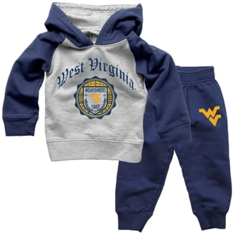Infant Wes & Willy Navy West Virginia Mountaineers Raglan Hoodie and Sweatpants Set