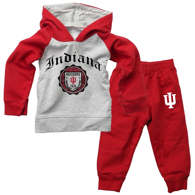 Infant Wes & Willy Crimson Indiana Hoosiers Raglan Hoodie and Sweatpants Set