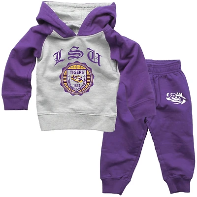 Infant Wes & Willy  Purple LSU Tigers Raglan Hoodie and Sweatpants Set