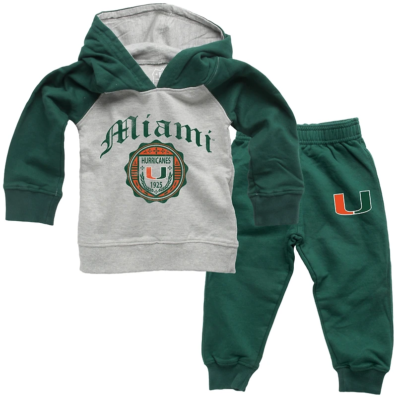 Infant Wes & Willy Green Miami Hurricanes Raglan Hoodie and Sweatpants Set