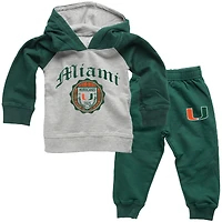 Infant Wes & Willy  Green Miami Hurricanes Raglan Hoodie and Sweatpants Set