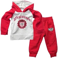 Infant Wes & Willy  Red Wisconsin Badgers Raglan Hoodie and Sweatpants Set