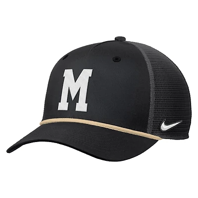 Men's Nike Black Missouri Tigers 100th Anniversary Rise Visor Rope Trucker Adjustable Hat
