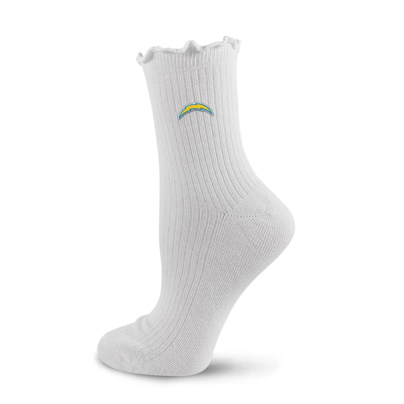 Women's PRO Compression White Los Angeles Chargers Logo Lettuce Hem Quarter Socks