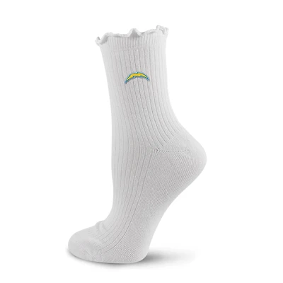 Women's PRO Compression  White Los Angeles Chargers Logo Lettuce Hem Quarter Socks