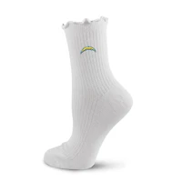 Women's PRO Compression  White Los Angeles Chargers Logo Lettuce Hem Quarter Socks