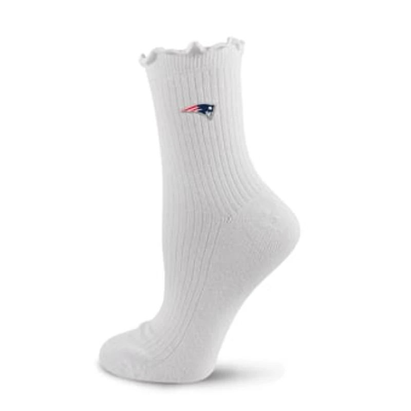 Women's PRO Compression  White New England Patriots Logo Lettuce Hem Quarter Socks