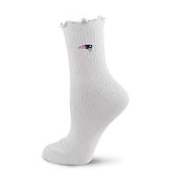 Women's PRO Compression  White New England Patriots Logo Lettuce Hem Quarter Socks