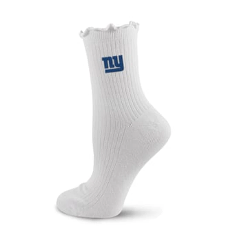 Women's PRO Compression White New York Giants Logo Lettuce Hem Quarter Socks