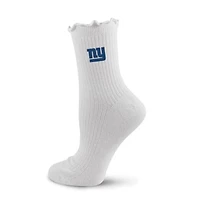 Women's PRO Compression  White New York Giants Logo Lettuce Hem Quarter Socks
