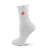 Women's PRO Compression  White Cleveland Browns Logo Lettuce Hem Quarter Socks
