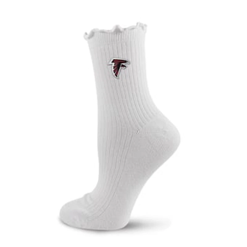 Women's PRO Compression  White Atlanta Falcons Logo Lettuce Hem Quarter Socks