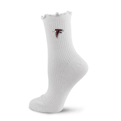 Women's PRO Compression White Atlanta Falcons Logo Lettuce Hem Quarter Socks