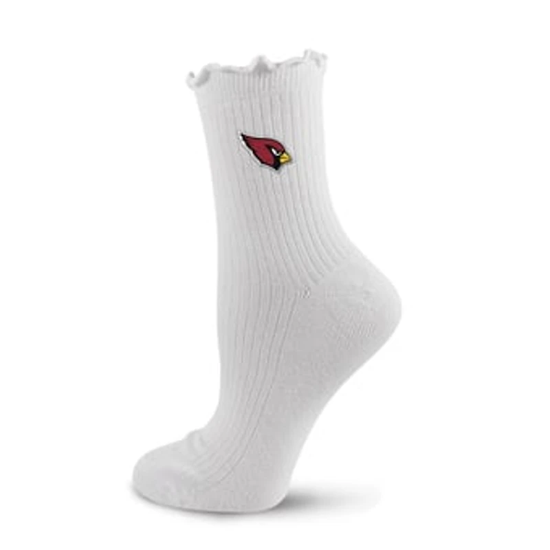 Women's PRO Compression White Arizona Cardinals Logo Lettuce Hem Quarter Socks