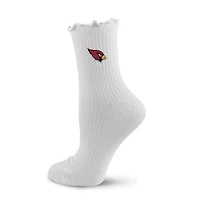 Women's PRO Compression  White Arizona Cardinals Logo Lettuce Hem Quarter Socks