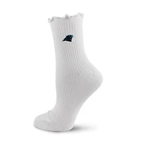 Women's PRO Compression  White Carolina Panthers Logo Lettuce Hem Quarter Socks