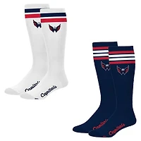 Women's PRO Compression Washington Capitals Varsity Stripe Knee-High Compression Socks Two Pack