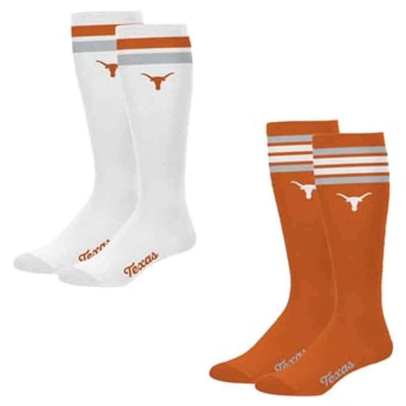 Women's PRO Compression Texas Longhorns Varsity Stripe Knee-High Compression Socks Two Pack