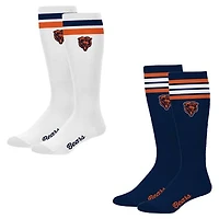 Women's PRO Compression Chicago Bears Varsity Stripe Knee-High Compression Socks Two Pack
