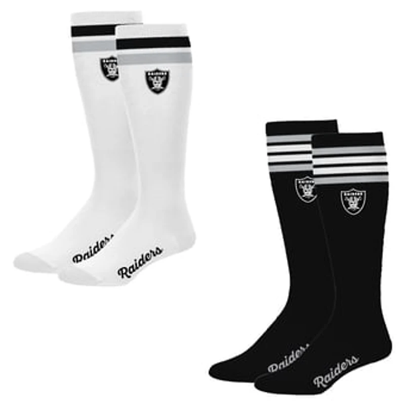 Women's PRO Compression Las Vegas Raiders Varsity Stripe Knee-High Compression Socks Two Pack