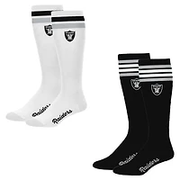 Women's PRO Compression Las Vegas Raiders Varsity Stripe Knee-High Compression Socks Two Pack