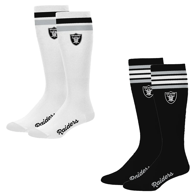 Women's PRO Compression Las Vegas Raiders Varsity Stripe Knee-High Compression Socks Two Pack