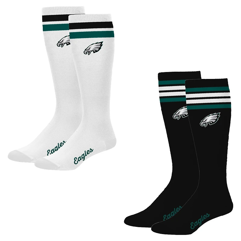 Women's PRO Compression Philadelphia Eagles Varsity Stripe Knee-High Compression Socks Two Pack