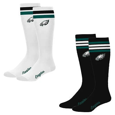 Women's PRO Compression Philadelphia Eagles Varsity Stripe Knee-High Compression Socks Two Pack