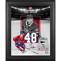 Lane Hutson Montreal Canadiens Facsimile Signature Framed 11" x 14" Showcase Collage with a Piece of Game-Used Puck - Limited Edition of 250