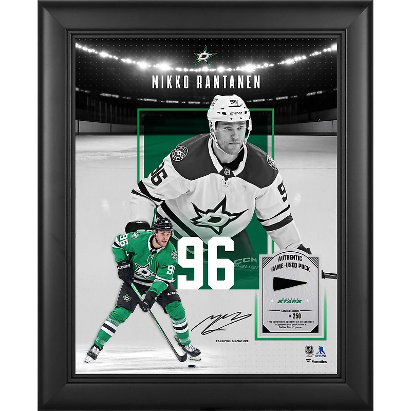 Mikko Rantanen Dallas Stars Facsimile Signature Framed 11" x 14" Showcase Collage with a Piece of Game-Used Puck - Limited Edition of 250