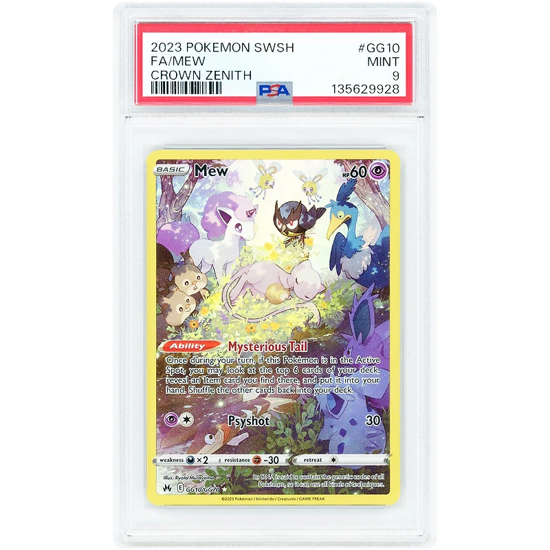 Mew 2023 Pokemon Crown Zenith Holo Rare #GG10 PSA Authenticated 9 Card