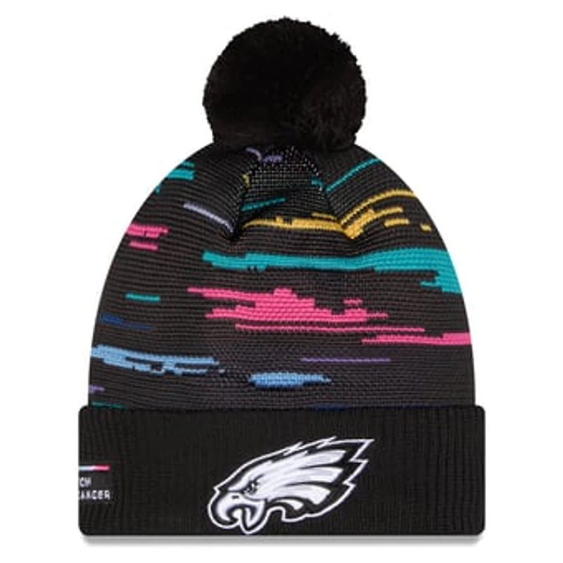 Men's New Era Black Philadelphia Eagles 2026 NFL Crucial Catch Cuffed Knit Hat with Pom