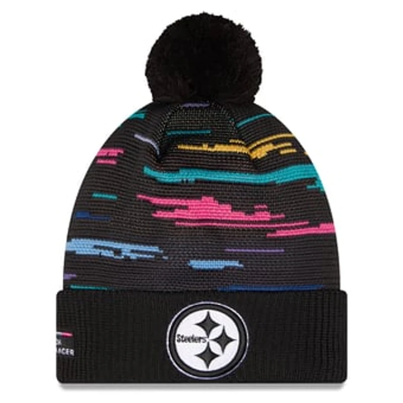Men's New Era Black Pittsburgh Steelers 2026 NFL Crucial Catch Cuffed Knit Hat with Pom