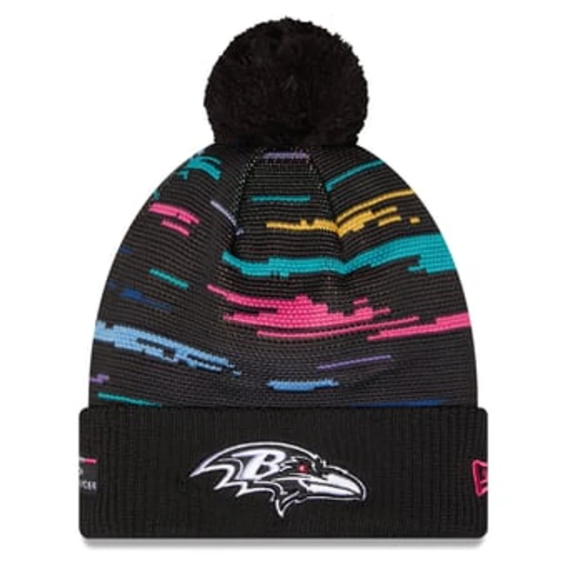 Men's New Era Black Baltimore Ravens 2026 NFL Crucial Catch Cuffed Knit Hat with Pom