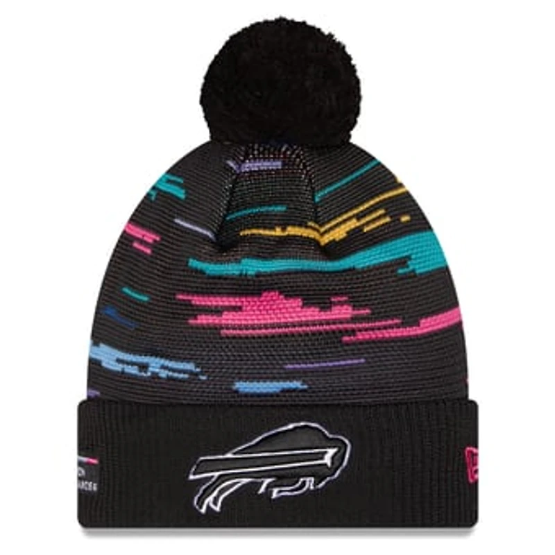 Men's New Era Black Buffalo Bills 2026 NFL Crucial Catch Cuffed Knit Hat with Pom