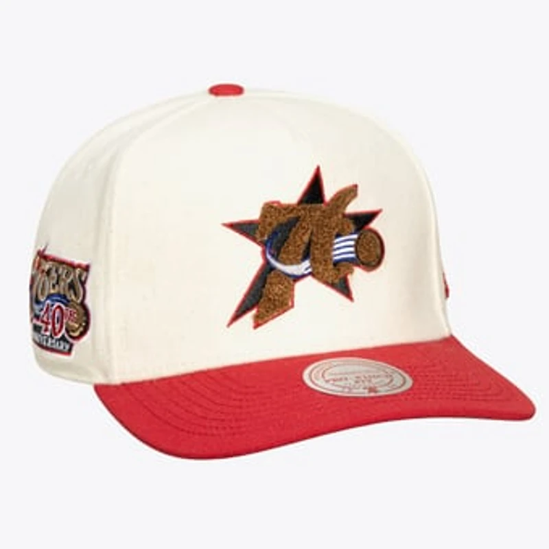 Unisex Mitchell & Ness Cream Philadelphia 76ers Cream Team Pro Adjustable Hat