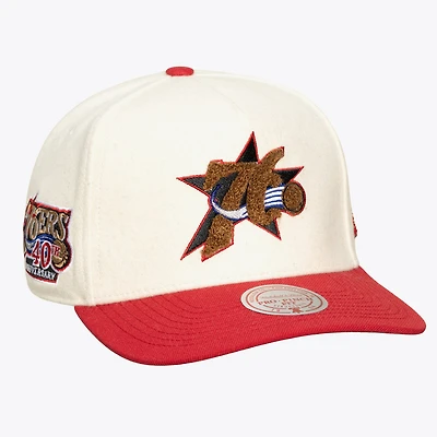 Unisex Mitchell & Ness Cream Philadelphia 76ers Cream Team Pro Adjustable Hat