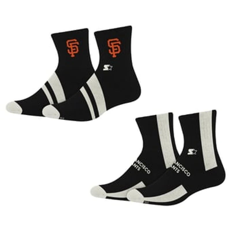 Starter Black San Francisco 49ers Summit Stripe 2-Pair Pack Quarter Socks