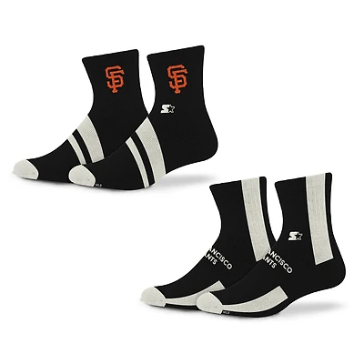 Starter Black San Francisco Giants Summit Stripe 2-Pair Pack Quarter Socks