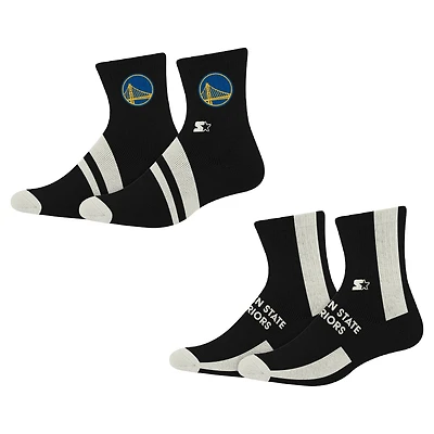 Starter Black Golden State Warriors Summit Stripe 2-Pair Pack Quarter Socks