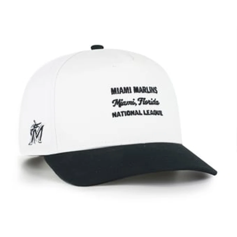 Men's '47 White/Black Miami Marlins Contemporary Two-Tone Hitch Adjustable Hat