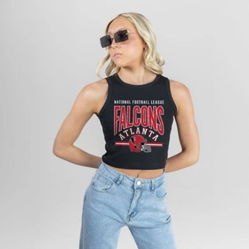 Women's Gameday Couture Black Atlanta Falcons Mic Drop Essential Ribbed Crop Tank Top