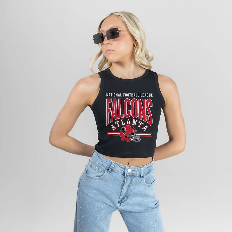 Women's Gameday Couture Black Atlanta Falcons Mic Drop Essential Ribbed Crop Tank Top